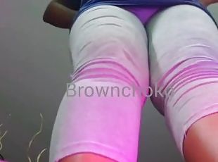 giantess in her scary shoe crushing the tiny people POV