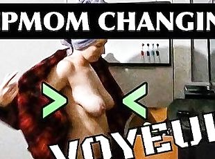 HIDDEN CAM: Stepmom changing finally see big saggy tits large areolas milf